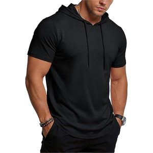 Nueva moda de invierno, sudadera con capucha de algodón/poliéster teñida lisa, estilo urbano, manga corta, para jóvenes, para el gimnasio. - Product Image 1