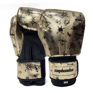 Guantes de Boxeo Metálicos Dorados SAQIB&CO, Guantes de Entrenamiento de la Mejor Calidad, Guantes de Muay Thai para Combate - Product Image 1