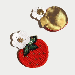 Boucles d'oreilles tendance personnalisées pour le jour du match, faites à la main, en perles de rocaille indiennes avec pompons, collection broderie - Product Image 2