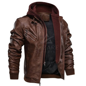 Veste d'hiver en cuir haut de gamme à capuche avec isolation épaisse et construction extérieure durable - Product Image 5