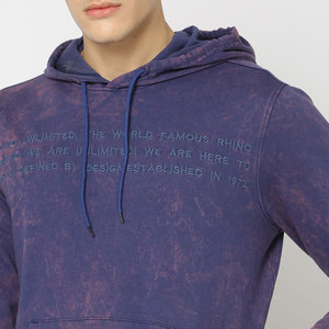 Sudadera con Capucha para Hombre, Corte Regular, Teñido Anudado, Algodón Tejido, Casual, Otoño, Diseño con Bolsillo Frontal, Lavado Ácido - Product Image 5