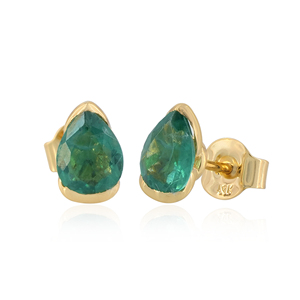 Natural Green Diamond Pear <b>Stud</b> <b>Earrings</b> in Solid 14K Yellow Gold Minimalist Gemstone <b>Stud</b> <b>Earrings</b> Fine Jewelry Gift for Her - Product Image 3