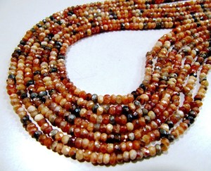 Cuentas de Cornalina Natural Mística con Recubrimiento AB, Cuentas Multicolor de Cornalina, Facetadas en Forma de Rondelle, Tamaño 3-4mm, Longitud 13 pulgadas - Product Image 3