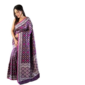 ผ้าไหมแท้ 100% น้ำหนักเบา คุณภาพสูง ผ้าซารีงานแต่งงาน พิมพ์ลายดอกไม้ ทอด้วยด้ายซารี ปรับแต่งได้ ชุดงานเลี้ยงสไตล์อินเดีย FATEMA FASHION - Product Image 1