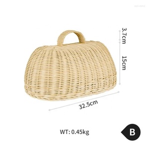 Assiettes Vintage fait à la main en rotin ovale couverture maison cuisine Restaurant restes boucle plat couvercle plateau fruits assiette présentoir décor - Product Image 2