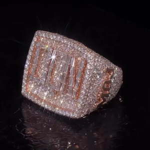 Luxury Iced Out 925 Sterling <b>Silver</b> Moissanite Diamond <b>Ring</b> Rhodium Plated Hip Hop Bling <b>Statement</b> <b>Ring</b> For Men Women Party wear - Product Image 1