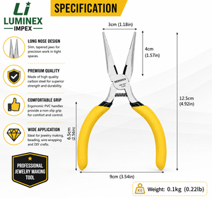 LUMINEX IMPEX LUB=113 <b>Long</b> <b>Nose</b> Stainless Steel Lightweight Smooth Work Jewelry Making Polishing Pliers for Bracelet Making DIY - Product Image 1