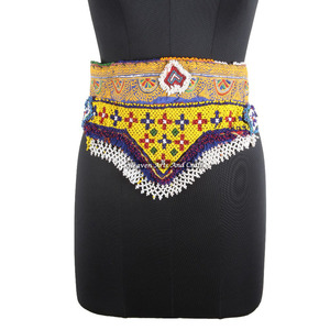 Vintage Belt Belly Dance Bead Afghani Traditional Waist Belt Kuchi Tribal BB010 <b>Old</b> Banjara Real Vintage Handmade Beaded Belts - Product Image 1
