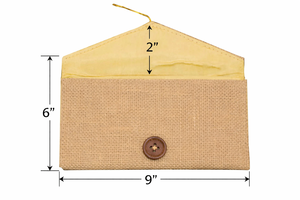 Pochette enveloppe en jute écologique 9x6 pouces avec fermeture à bouton, pochette de rangement pour maquillage en toile de jute naturelle, organisateur de cosmétiques, vente en gros - Product Image 3