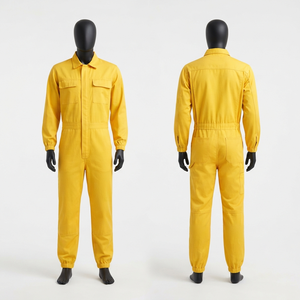 Premium 240 GSM Cotton Twill Windproof <b>Waterproof</b> CE Certified <b>Work</b> Coverall Yellow Custom Digital Printing Unisex Industrial - Product Image 1