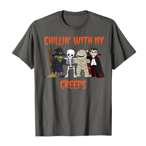 Halloween Men's Breathable Cotton T-Shirt Durable Retro Vintage Witch on Broom Design Front Customizable Silk Screen Printed - Product Image 1