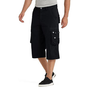 Shorts cargo pour homme 100% coton, longueur sous le genou (13 pouces), en sergé, multi-poches, coupe décontractée avec taille élastique - Product Image 3