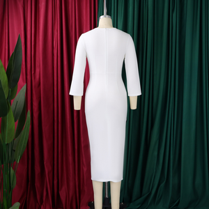 Vestidos de Oficina Africanos para Mujer, Elegantes, Midi, Cintura Natural, Manga Larga, Corte Entallado, Tallas Grandes, de Fábrica - Product Image 2