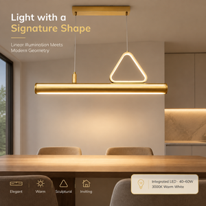 Lámpara Colgante LED Lineal Moderna de Metal Dorado, 40W 60W 3000K Blanco Cálido Ajustable, para Comedor, Isla de Cocina - Product Image 3