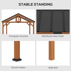 11FT X 12FT Hardtop Gazebo Waterproof Asphalt <b>Roof</b> Wooden Frame Women's Coat Inspired Permanent Pavilion <b>Canopy</b> for Garden - Product Image 5