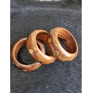 Vintage Style Handcrafted Wooden Boho Style <b>Resin</b> Inlay Lightweight Women's Bangle Bracelet - Product Image 4