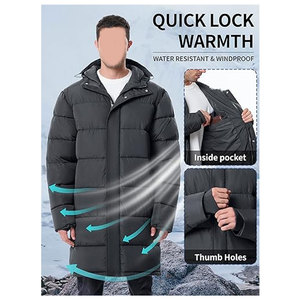 Abrigos Largos de Invierno para Hombre, Chaqueta Acolchada Ligera, Chaqueta de Invierno Cálida, Aislada e Impermeable con Capucha, Informal para Clima Frío - Product Image 4