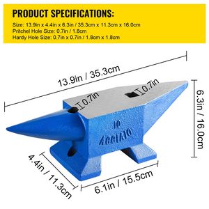 Ensemble de forge de blacksmith avec enclume à corne unique de 22 lb, outils en acier et enclume à trou carré robuste, à vendre - Product Image 2