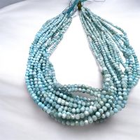 Perles rondes facettées bleues en larimar naturel TASBIYA GEMS de 3,5 mm, certifiées par un tiers, prêtes à être expédiées pour la fabrication de colliers