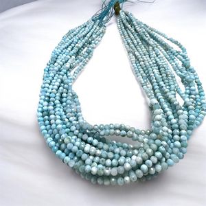 TASBIYA GEMS Natural Larimar Gemstone 3.5mm Faceted Round <b>Blue</b> Beads Third Party Certified Ready to Ship for <b>Necklace</b> Making - Product Image 5