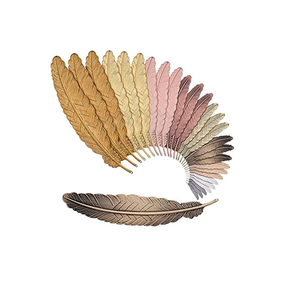 Marque-page en métal de qualité supérieure, créatif et classique, avec plume et feuille rétro, design antique, idéal pour les cadeaux promotionnels de bureau - Product Image 3