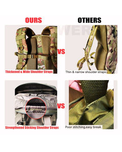 Mochila táctica impermeable con compartimento interior con cremallera, ranura interior, gran capacidad, mochila deportiva de poliéster - Product Image 3