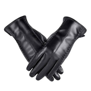 Gants en cuir véritable noir de qualité supérieure pour femmes, pour l'hiver, le cyclisme en plein air, thermiques, compatibles avec les écrans tactiles, de haute qualité, durables et confortables - Product Image 4