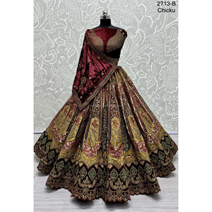Collections de velours de vêtements de mariée indiens pour la mariée avec le travail de Zarkhan par Fabzone - Product Image 2