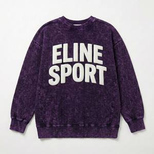 Sweat-shirt streetwear délavé vintage à col rond, imprimé 3D en relief, en molleton de coton premium, à épaules tombantes, style décontracté - Product Image 4