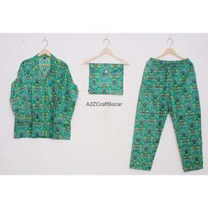 Nuevo Diseño, Conjunto de Pijama de Manga Larga para Mujer, Transpirable, 100% Algodón Suave, Ropa de Dormir de Longitud Completa - Product Image 1