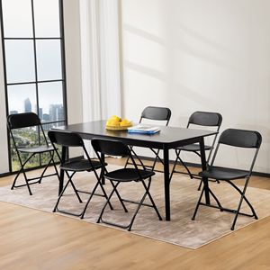 Set di 4 sedie pieghevoli in plastica, capacità 330 libbre, leggere, per interni/esterni, nere - Product Image 3