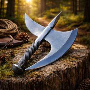 Hand Forged Viking Axe Pizza <b>Cutter</b> Rustic Stainless Steel Kitchen Gift for <b>Men</b> - Product Image 2