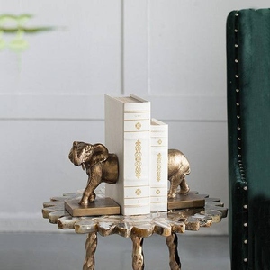 Modern design abstract cast aluminum human figurine bookend set gold finish metal decorative <b>book</b> holder reading man sculpture - Product Image 1