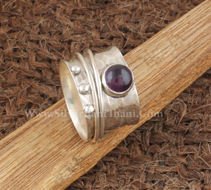 925 Sterling Silver Classic Amethyst <b>Spinner</b> <b>Ring</b> Anxiety Natural Purple Gemstone Fidget Band Meditation Jewelry Wedding Party - Product Image 2