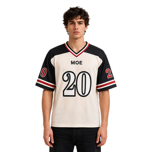 Maillot de football américain unisexe personnalisé par le fabricant, color block, en polyester léger, maille surdimensionnée, OEM, hauts décontractés d'été, vente en gros - Product Image 1