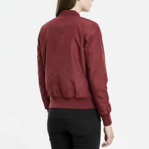 Women's Maroon Knitted <b>Zip</b>-<b>Up</b> Bomber <b>Jacket</b> Custom Logo Windproof Breathable Plus Size Thermal Quick Dry Detachable Liner - Product Image 2