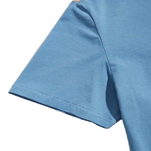 <b>Men's</b> Blue And Beige Color Blocked Short Sleeve O-Neck <b>T</b>-<b>Shirt</b> Regular Fit Casual <b>Striped</b> Woven Fabric Breathable <b>Men</b> <b>T</b> <b>Shirts</b> - Product Image 5