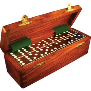 Élégant jeu de dominos en bois fait main moderne, coffret de qualité supérieure, artisanat d'exception, excellente qualité, durable, pour table, idéal pour un cadeau de pendaison de crémaillère - Product Image 1