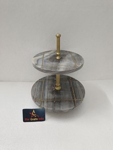 Présentoir à Gâteaux Rectangulaire 2 Niveaux en Marbre et Bois Fait Main, Support à Desserts en Pierre pour Mariages, Fêtes et Boulangeries - Prix Usine - Product Image 4