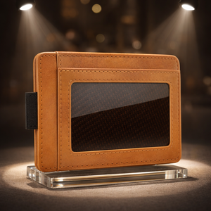 WRIZA Porte-cartes fin en cuir véritable, portefeuille minimaliste durable avec fenêtre d'identification et languette de tirage, design compact pour hommes et femmes - Product Image 5