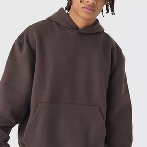 OEM Wholesale Dark <b>Brown</b> Color Pullover Men's Hoodies 100% Cotton Fabric Kangaroo Pockets Loose Fit Hoodies For Winter Use - Product Image 2