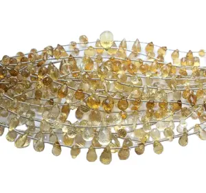 Cuentas de forma de gotas facetadas de citrino natural de alta calidad - Product Image 1