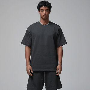 Wholesale Men's Round Neck T-Shirt and Shorts <b>Set</b> 250gsm 100% Cotton Letter Pattern Oversized Fit Breathable High Quality - Product Image 4