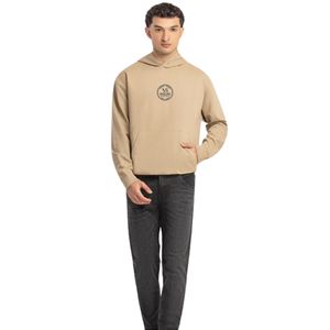 Sweat à capuche brodé pour homme, coupe classique, couleur beige, décontracté, manches longues, en mélange de coton, style streetwear, OEM ODM - Product Image 1