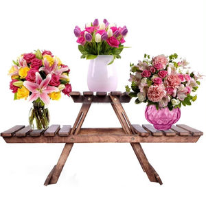 Présentoir élégant et élégant en bois pour décoration d'intérieur pour plantes et arrangements élégants - Product Image 1