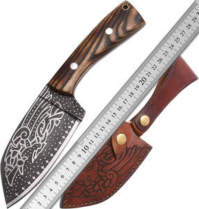Imperial Enterprises Couteau de chasse à lame fixe en acier Damas 2024 fait main, pointe clip, manche en bois, étui en cuir, personnalisable OEM - Product Image 6