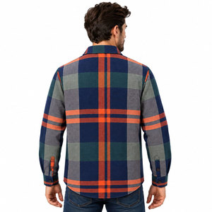 Chemises de travail en flanelle à carreaux 100% coton, anti-plis, à double poche poitrine, avec ourlet brut, boutons-pression, style décontracté, direct usine, automne - Product Image 4