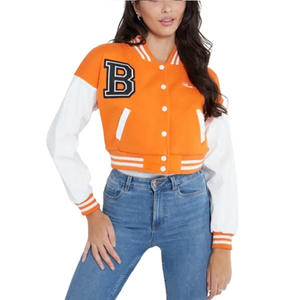 Chaquetas Deportivas Cortas para Mujer, Chaquetas Cortas Estilo Universitario Personalizadas para Mujer, Chaqueta Corta Tipo Letterman - Product Image 6