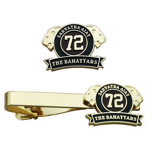 Mancuernillas y Pisacorbatas de Lujo Personalizados de Cobre con Esmalte Duro y Baño de Oro con Logotipo Impreso Personalizado - Product Image 3