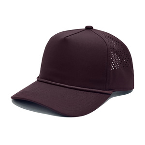 ODM OEM Custom Khaki Sporty Cap Adjustable Laser Cut 5-Panel Golf <b>Hat</b> Structured Rope Cap High Crown Baseball Cap Outdoor - Product Image 4